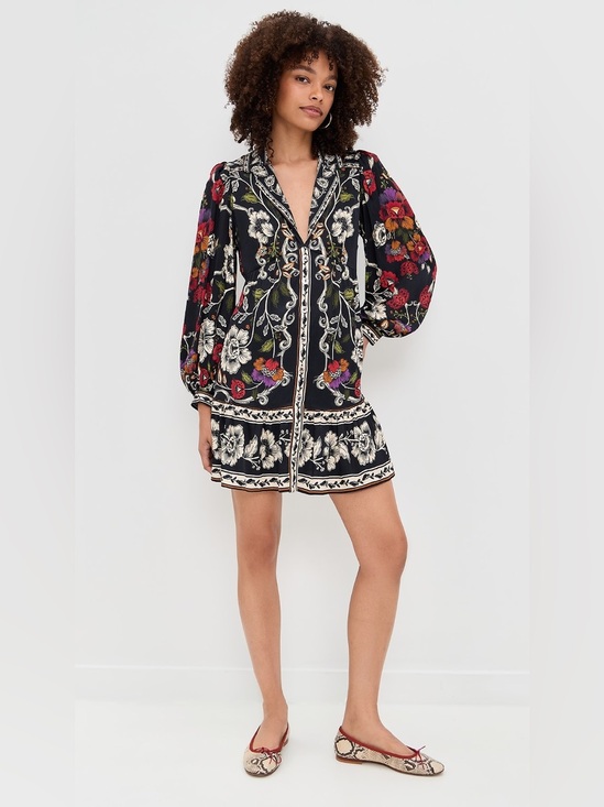 FARM Rio Dresses & Skirts - Farm Rio Roccoco Floral Minidress Womens Large Multicolor Bell Sleeves Bohemian